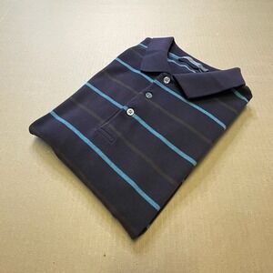 Talbots Men's XL Navy Striped‎ Cotton Polo [Rare]